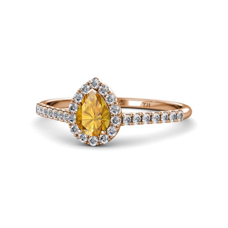 Arella Desire Citrine and Diamond Halo Engagement Ring 