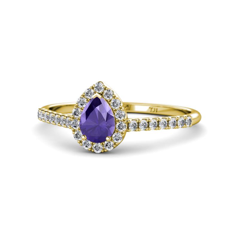 Arella Desire Iolite and Diamond Halo Engagement Ring 