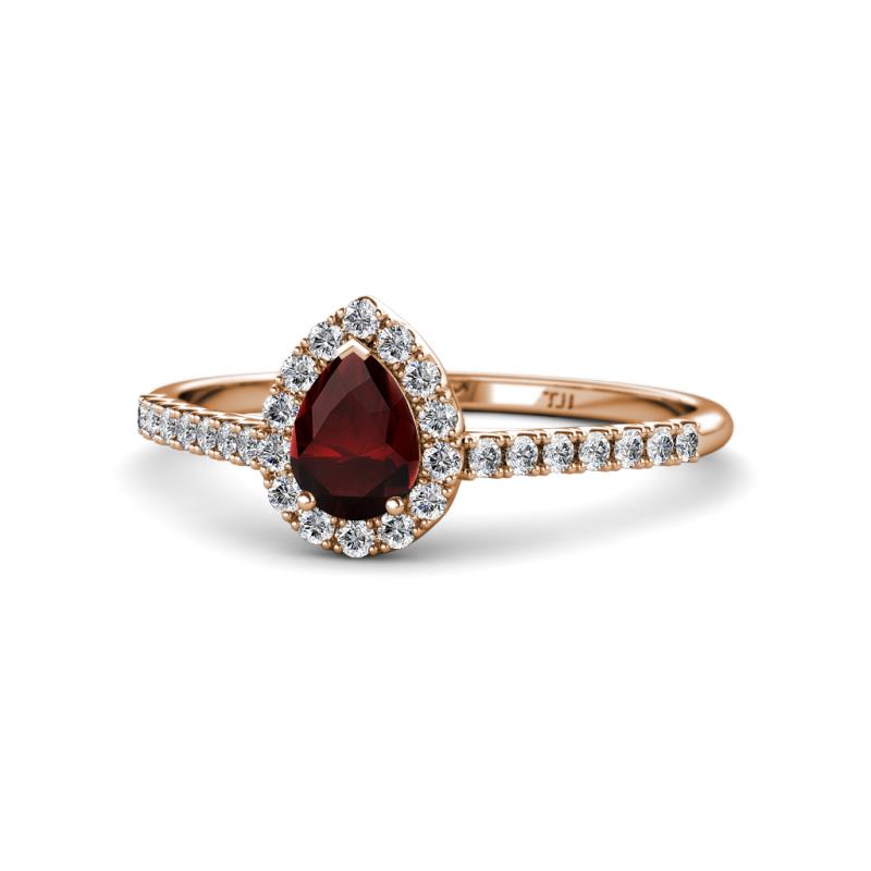 Arella Desire Red Garnet and Diamond Halo Engagement Ring 