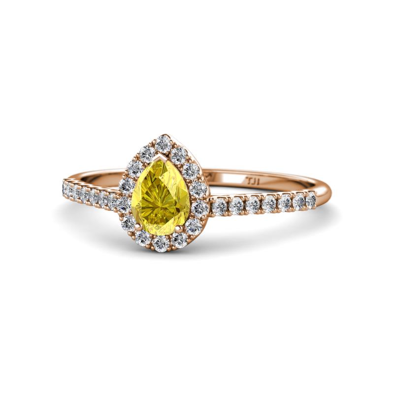 Arella Desire Yellow Sapphire and Diamond Halo Engagement Ring 