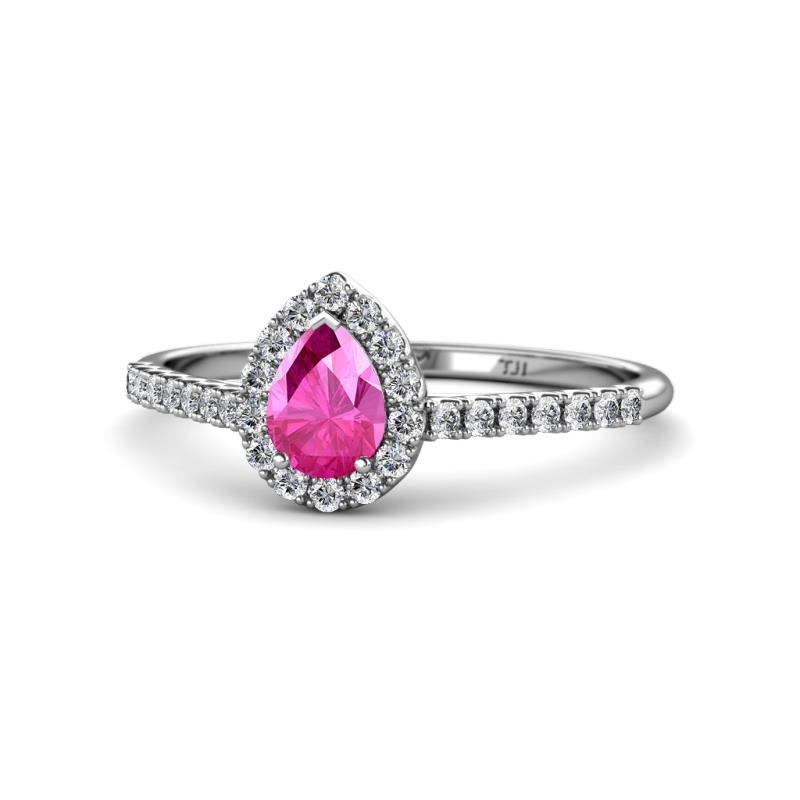 Arella Desire Pink Sapphire and Diamond Halo Engagement Ring 