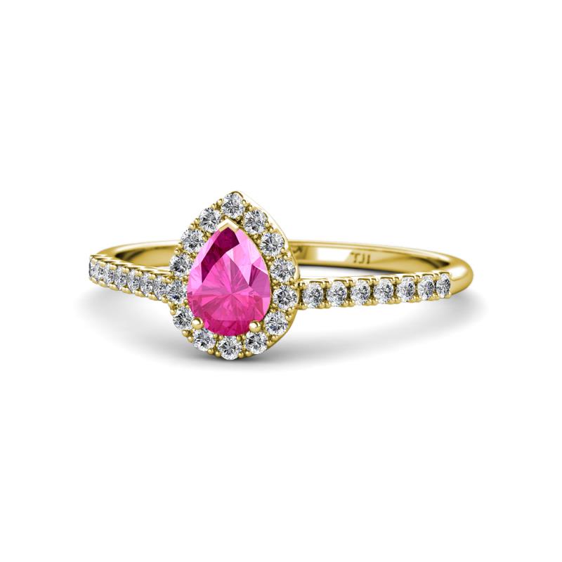 Arella Desire Pink Sapphire and Diamond Halo Engagement Ring 