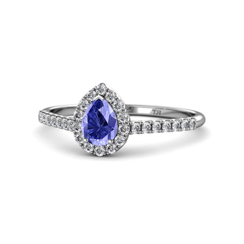 Arella Desire Tanzanite and Diamond Halo Engagement Ring 