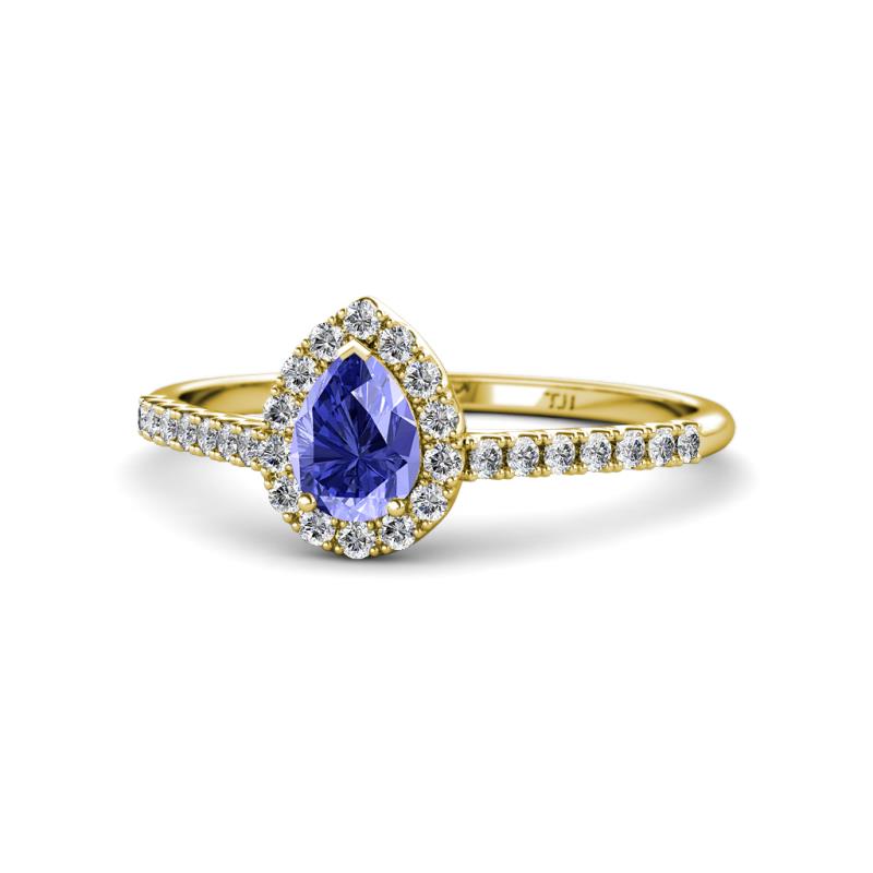 Arella Desire Tanzanite and Diamond Halo Engagement Ring 