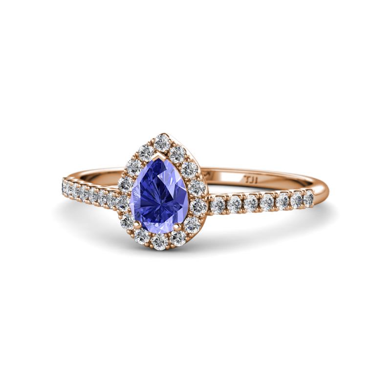 Arella Desire Tanzanite and Diamond Halo Engagement Ring 