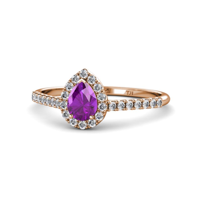 Arella Desire Amethyst and Diamond Halo Engagement Ring 