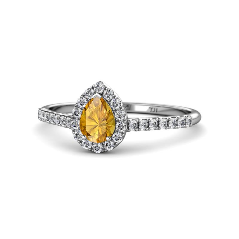 Arella Desire Citrine and Diamond Halo Engagement Ring 