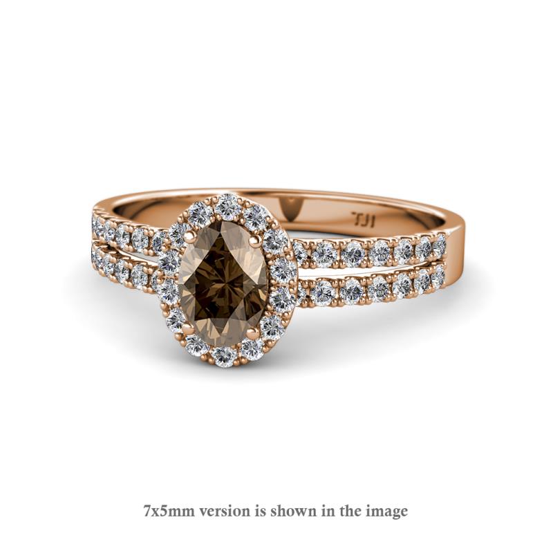 Amaya Desire Smoky Quartz and Diamond Halo Engagement Ring 