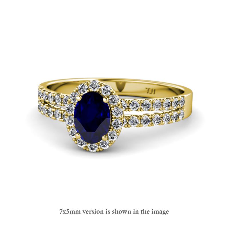Amaya Desire Blue Sapphire and Diamond Halo Engagement Ring 