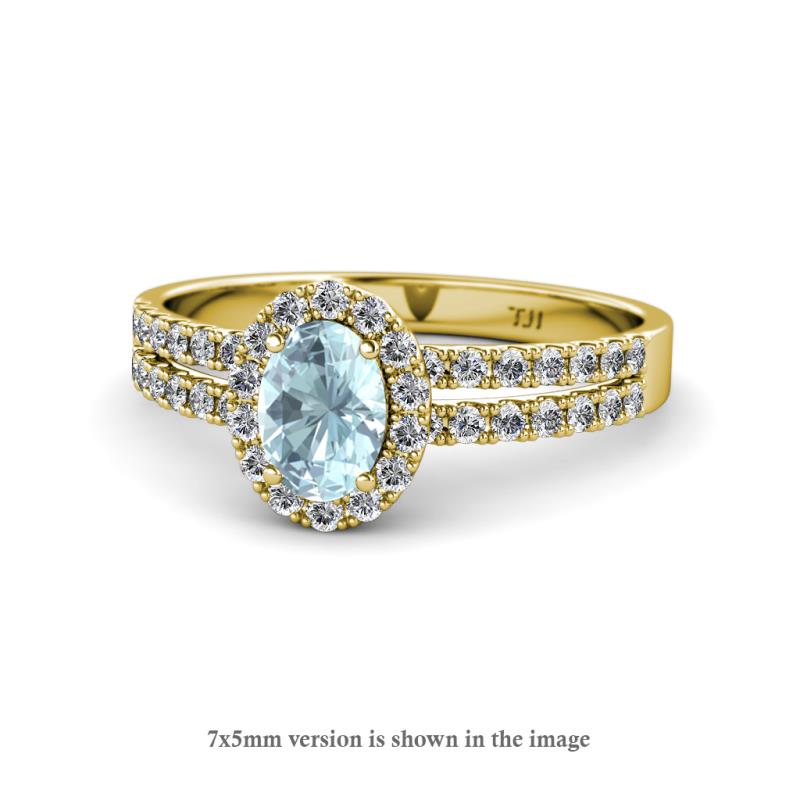 Amaya Desire Aquamarine and Diamond Halo Engagement Ring 