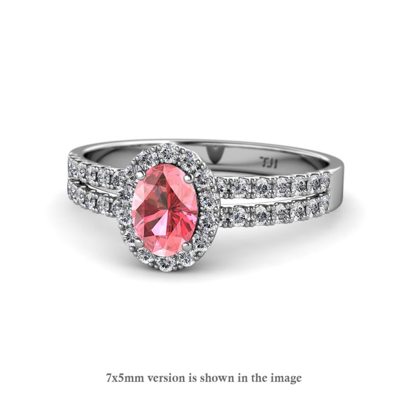 Amaya Desire Pink Tourmaline and Diamond Halo Engagement Ring 