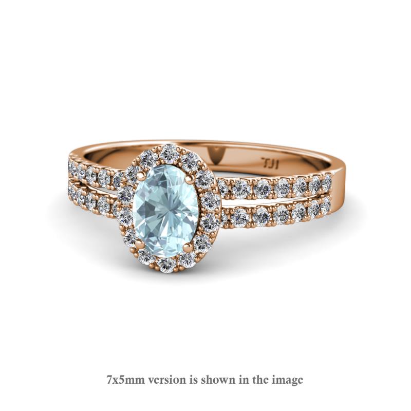 Amaya Desire Aquamarine and Diamond Halo Engagement Ring 