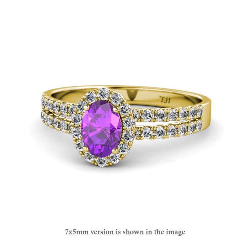 Amaya Desire Amethyst and Diamond Halo Engagement Ring 