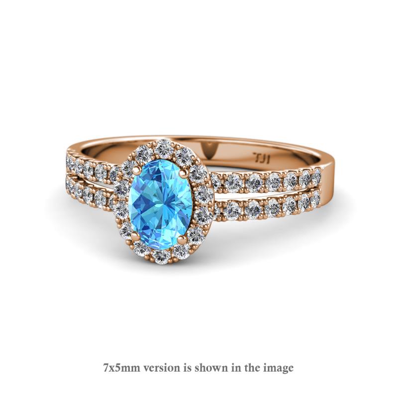 Amaya Desire Blue Topaz and Diamond Halo Engagement Ring 