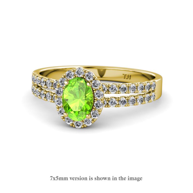 Amaya Desire Peridot and Diamond Halo Engagement Ring 