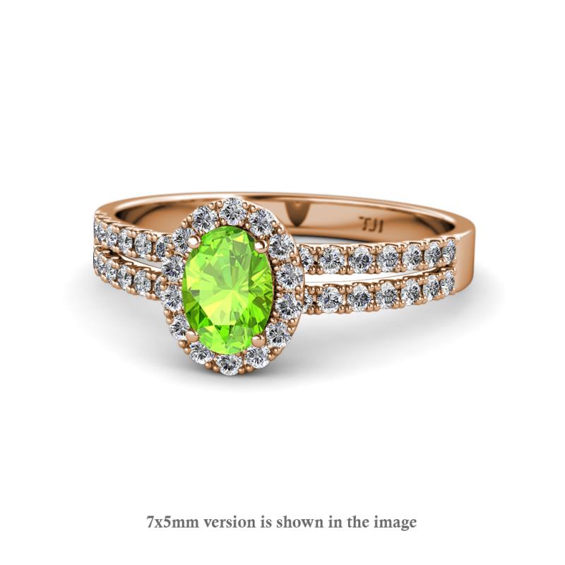 Amaya Desire Peridot and Diamond Halo Engagement Ring 