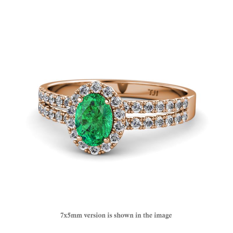 Amaya Desire Emerald and Diamond Halo Engagement Ring 