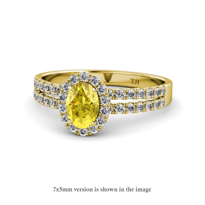 Amaya Desire Yellow Sapphire and Diamond Halo Engagement Ring 