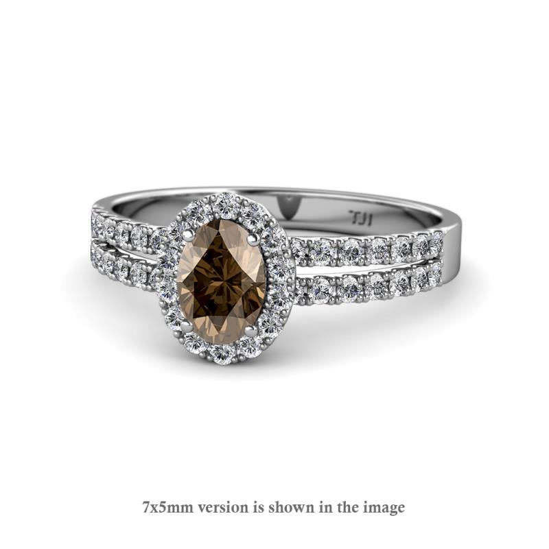 Amaya Desire Smoky Quartz and Diamond Halo Engagement Ring 