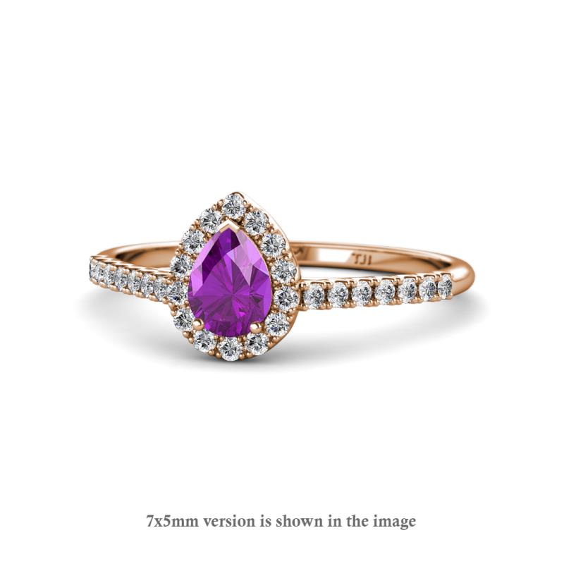 Arella Desire Amethyst and Diamond Halo Engagement Ring 