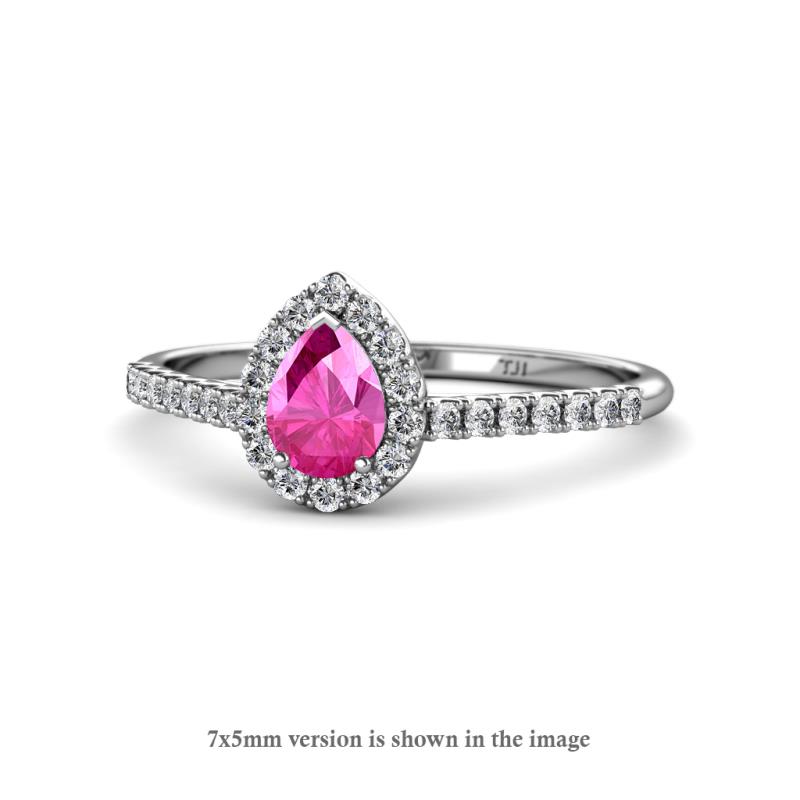Arella Desire Pink Sapphire and Diamond Halo Engagement Ring 