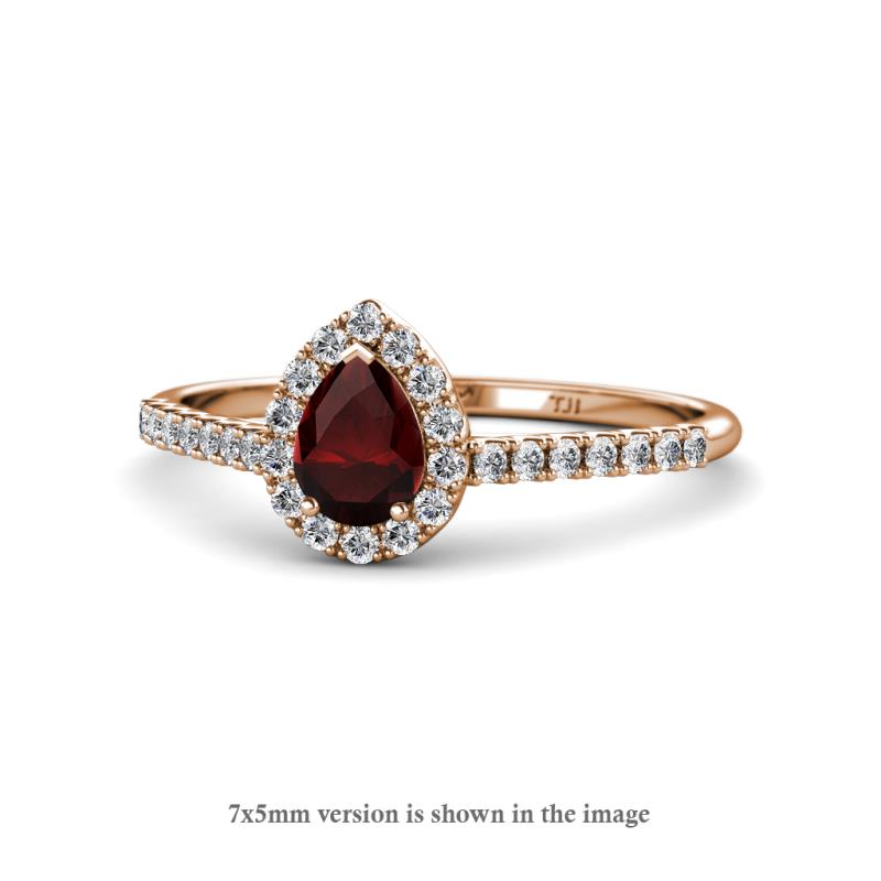 Arella Desire Red Garnet and Diamond Halo Engagement Ring 