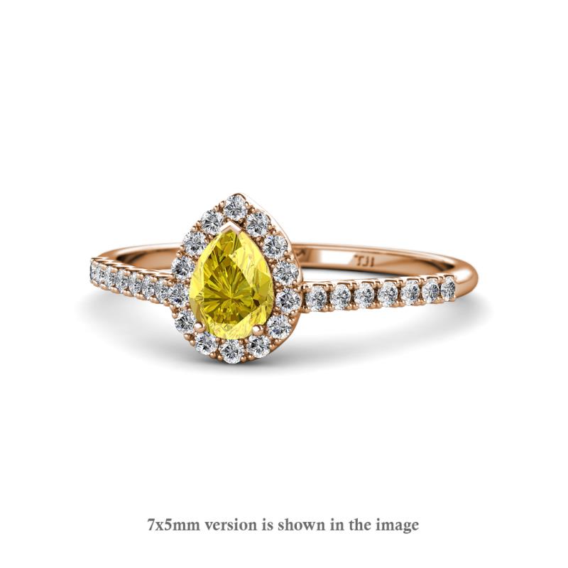 Arella Desire Yellow Sapphire and Diamond Halo Engagement Ring 