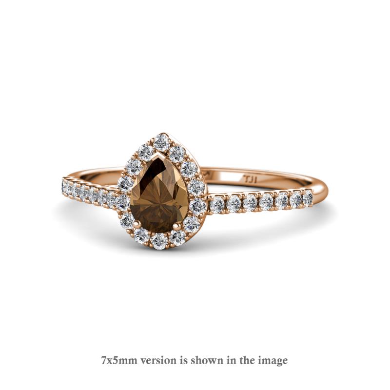 Arella Desire Smoky Quartz and Diamond Halo Engagement Ring 