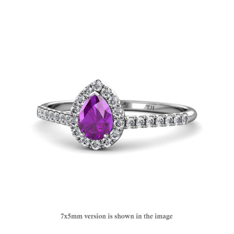 Arella Desire Amethyst and Diamond Halo Engagement Ring 