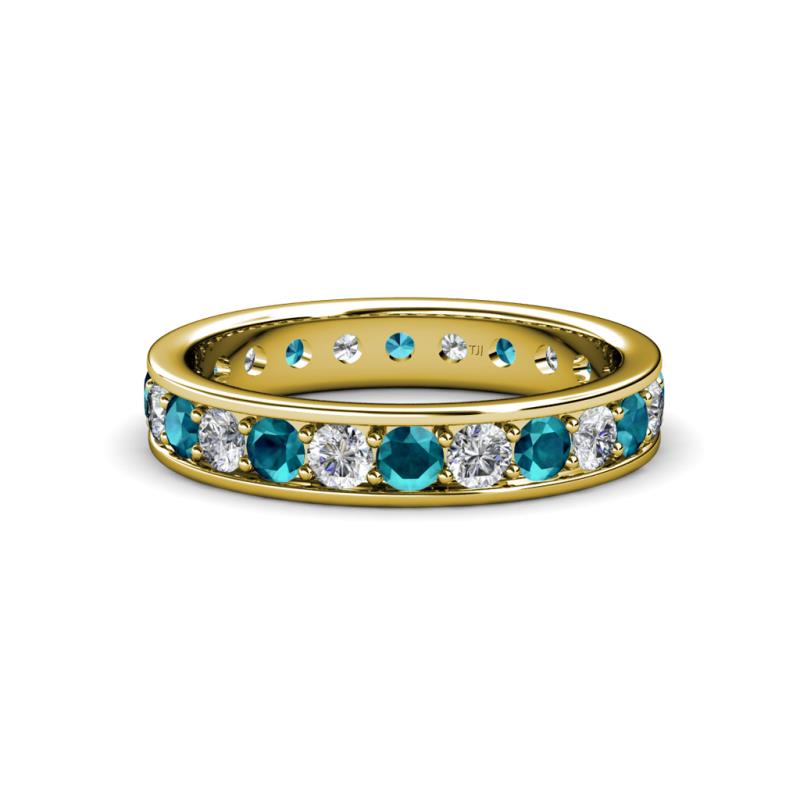 Livia 3.00 mm London Blue Topaz and Diamond Eternity Band 
