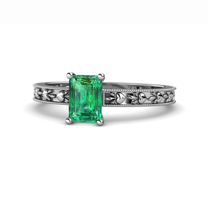 Niah Classic 7x5 mm Emerald Shape Emerald Solitaire Engagement Ring 