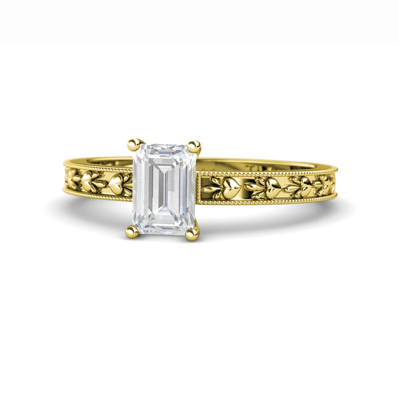 Niah Classic 7x5 mm Emerald Shape White Sapphire Solitaire Engagement Ring 