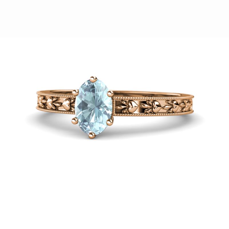 Niah Classic 7x5 mm Oval Shape Aquamarine Solitaire Engagement Ring 