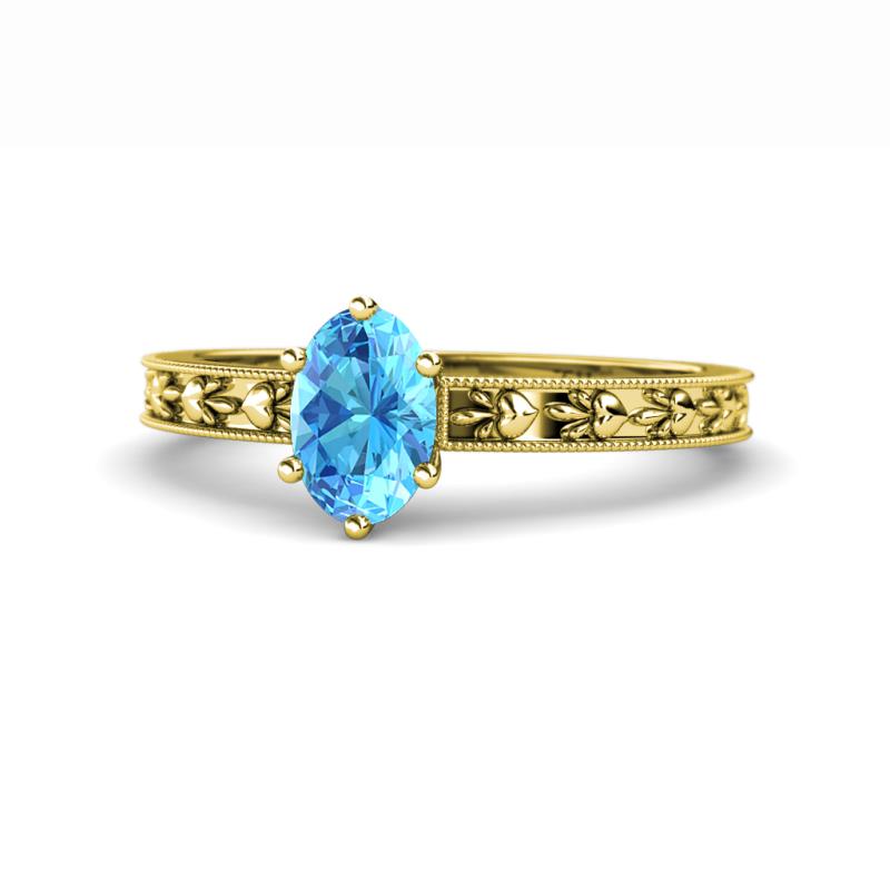 Niah Classic 7x5 mm Oval Shape Blue Topaz Solitaire Engagement Ring 