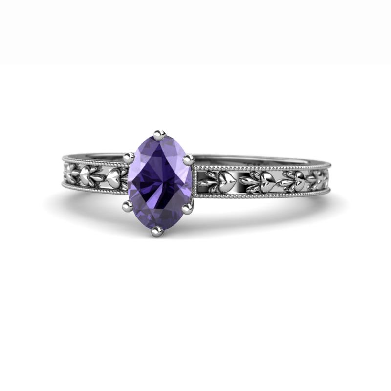 Niah Classic 7x5 mm Oval Shape Iolite Solitaire Engagement Ring 