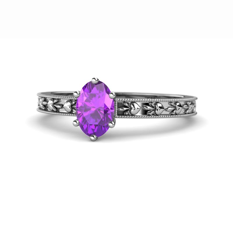 Niah Classic 7x5 mm Oval Shape Amethyst Solitaire Engagement Ring 