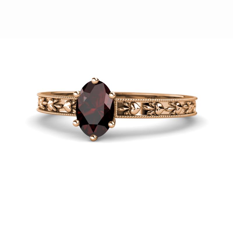 Niah Classic 7x5 mm Oval Shape Red Garnet Solitaire Engagement Ring 