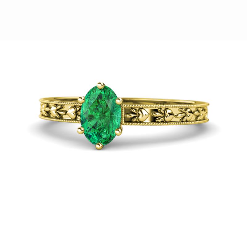 Niah Classic 7x5 mm Oval Shape Emerald Solitaire Engagement Ring 