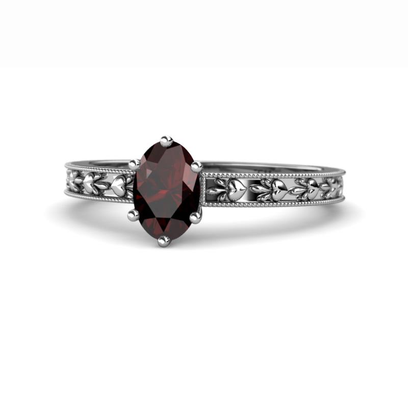 Niah Classic 7x5 mm Oval Shape Red Garnet Solitaire Engagement Ring 