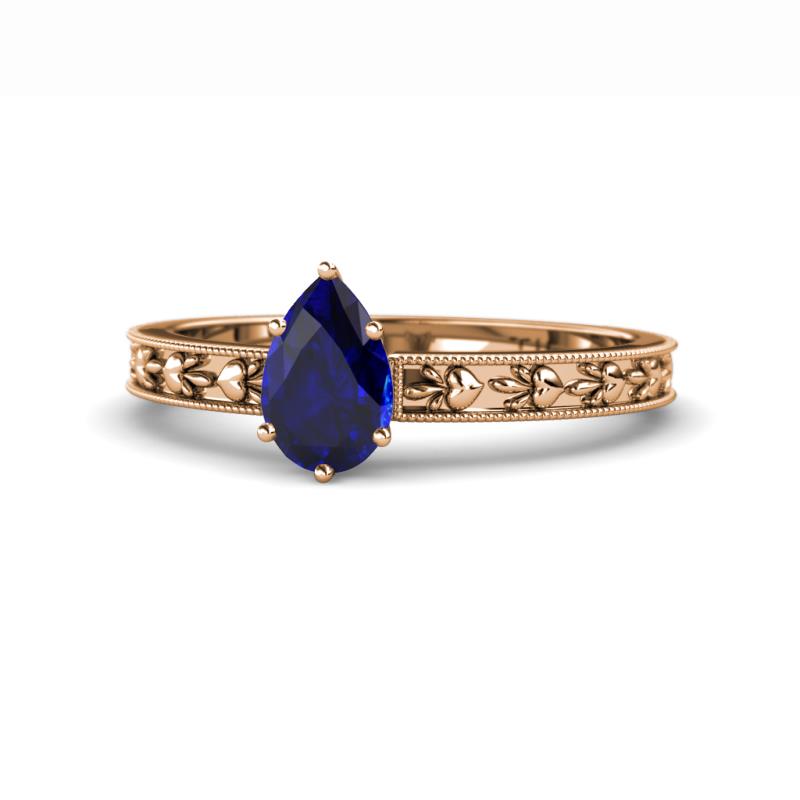 Niah Classic 7x5 mm Pear Shape Blue Sapphire Solitaire Engagement Ring 