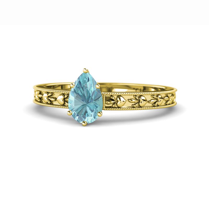 Niah Classic 7x5 mm Pear Shape Aquamarine Solitaire Engagement Ring 