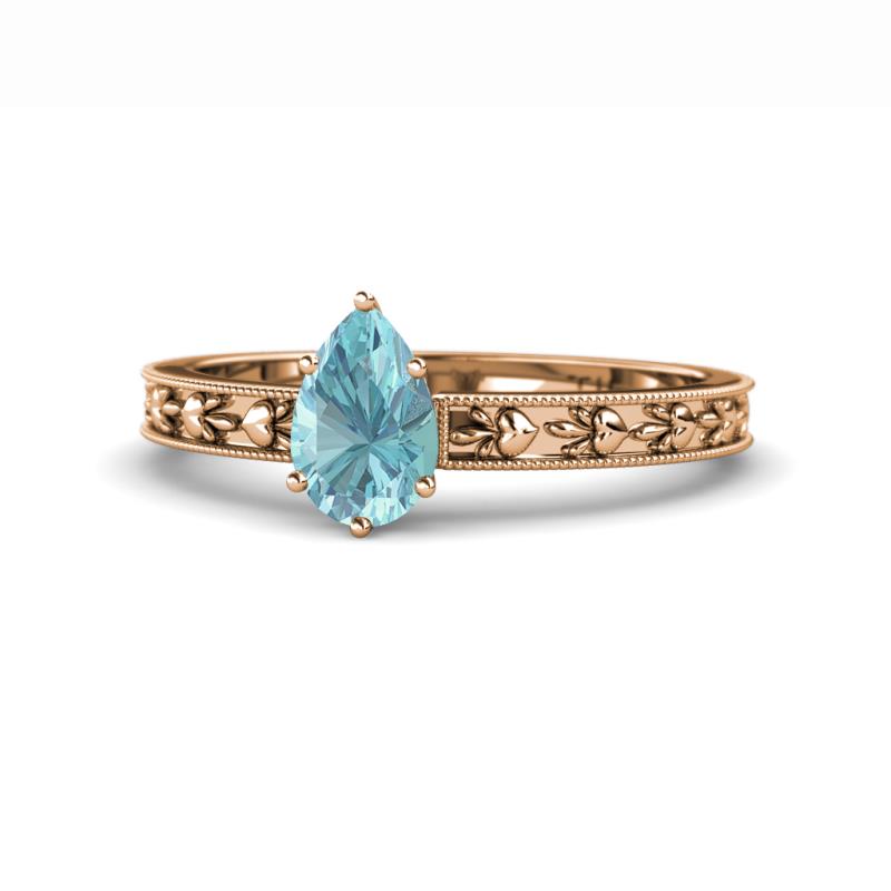 Niah Classic 7x5 mm Pear Shape Aquamarine Solitaire Engagement Ring 
