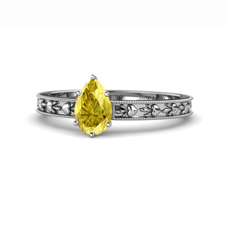 Niah Classic 7x5 mm Pear Shape Yellow Sapphire Solitaire Engagement Ring 