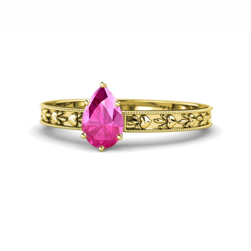 Niah Classic 7x5 mm Pear Shape Pink Sapphire Solitaire Engagement Ring 