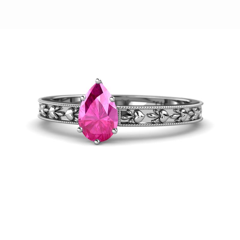 Niah Classic 7x5 mm Pear Shape Pink Sapphire Solitaire Engagement Ring 