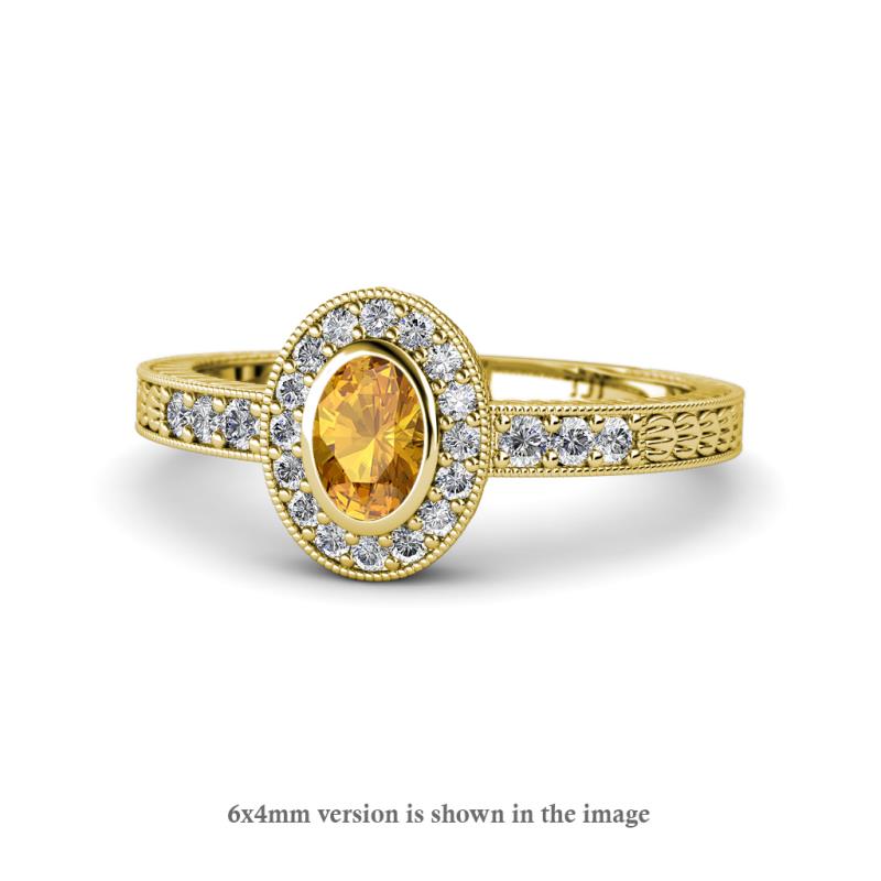Annabel Desire Oval Cut Citrine and Diamond Halo Engagement Ring 