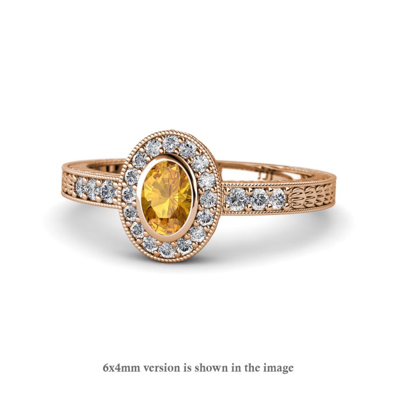Annabel Desire Oval Cut Citrine and Diamond Halo Engagement Ring 