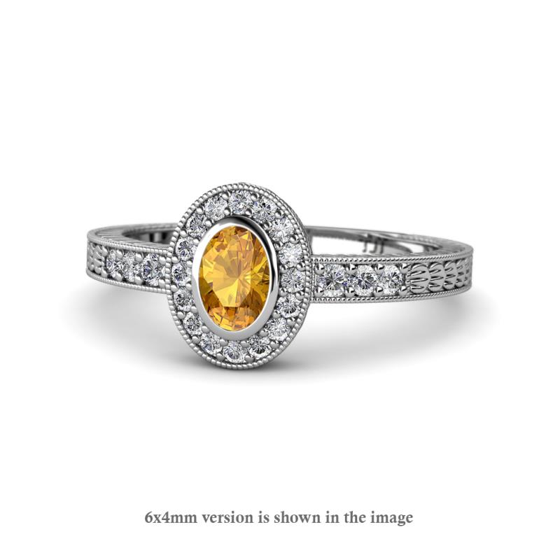Annabel Desire Oval Cut Citrine and Diamond Halo Engagement Ring 