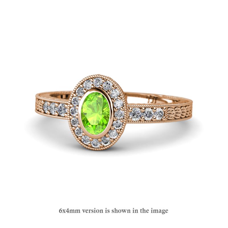 Annabel Desire Oval Cut Peridot and Diamond Halo Engagement Ring 