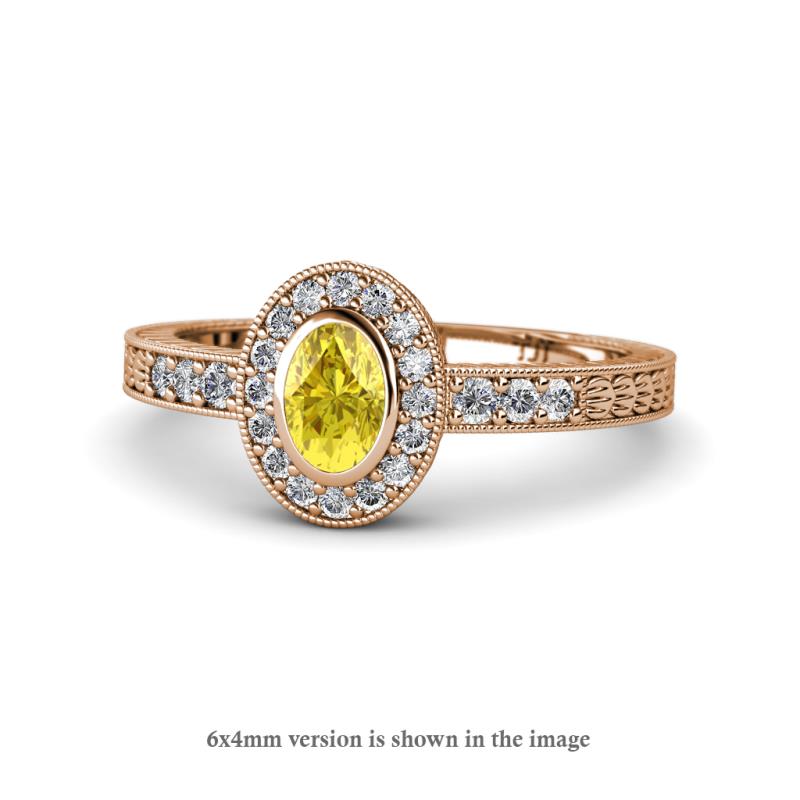 Annabel Desire Oval Cut Yellow Sapphire and Diamond Halo Engagement Ring 